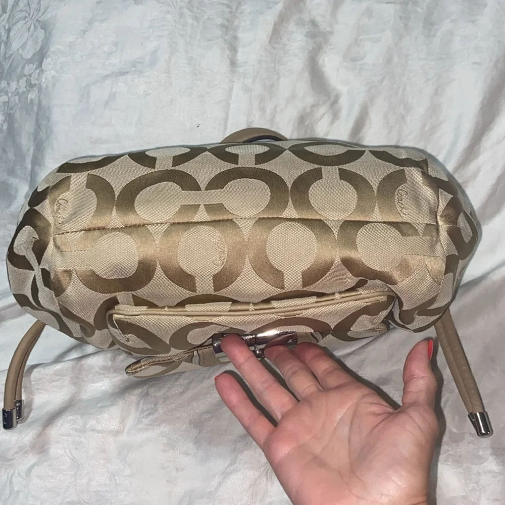 Coach Kristin 14915 OpArt Khaki Hobo Shoulder Tote